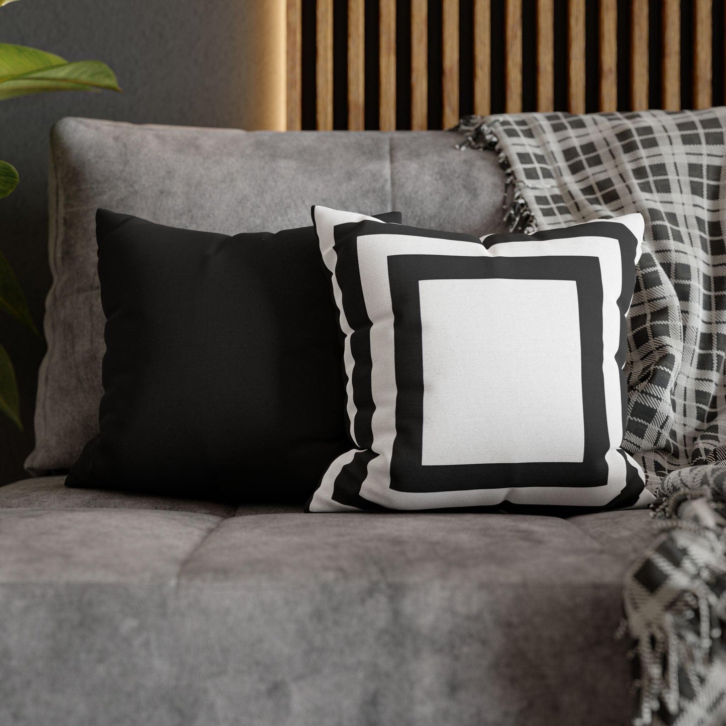 Imperial Edge Luxe Cushion - Monochrome Black and White Spun Polyester Square Pillowcase