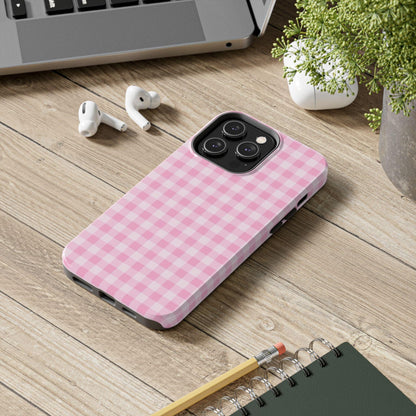 Pink Gingham Tough iPhone Cases