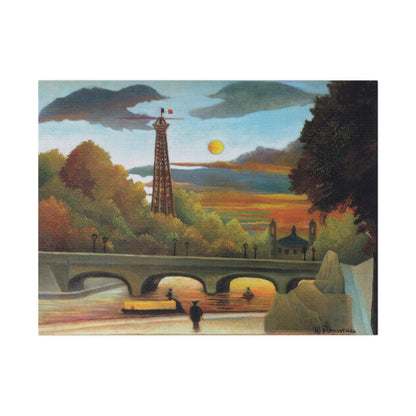 Henri Rousseau's Seine and Eiffel-tower in the sunset (1910) famous painting - Matte Canvas, Stretched, 0.75"