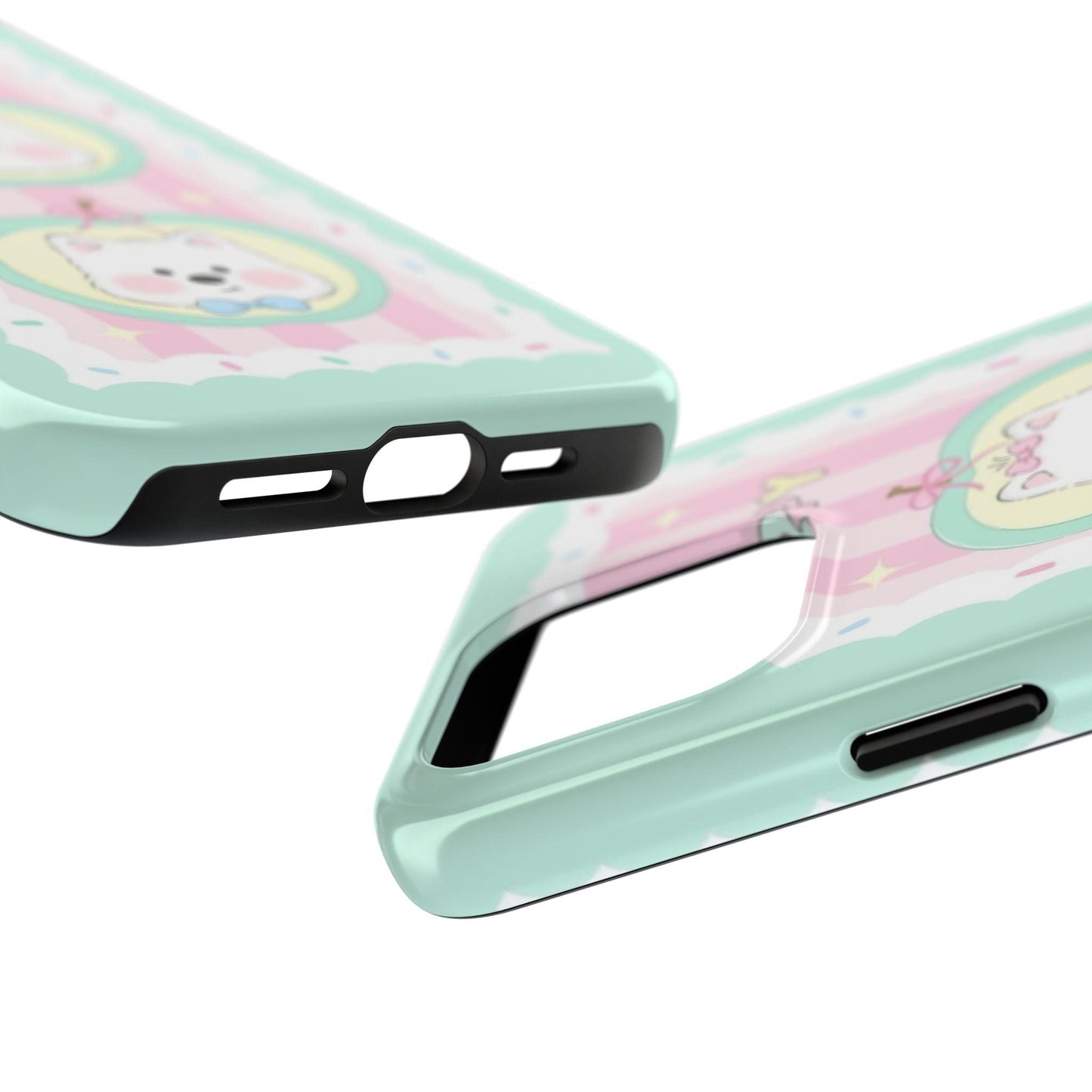 Cute Puppy Pink and Green Tough iPhone Cases