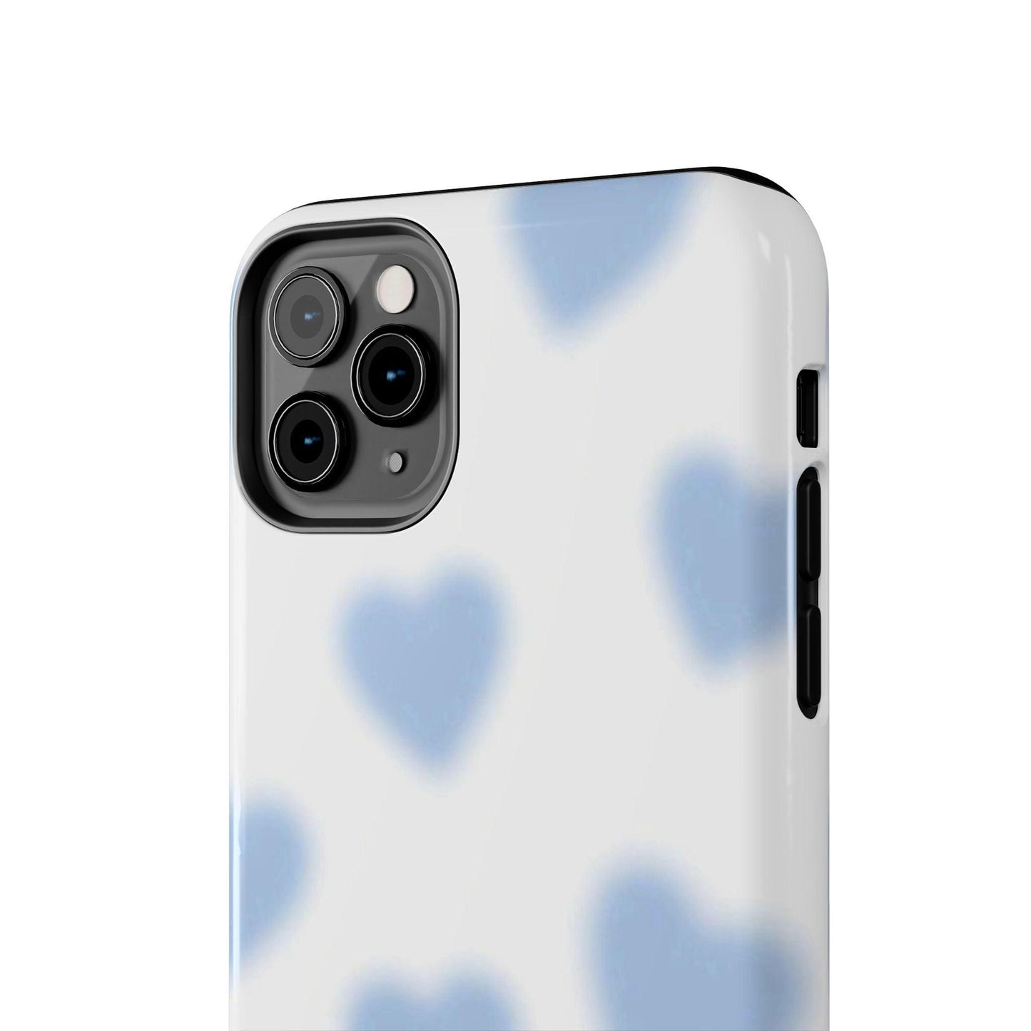 Blue-Blurry Hearts Tough iPhone Cases