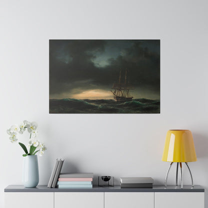 A Danish corvette in the lake after a storm by Anton Melbye - Matte Canvas, Stretched, 0.75"