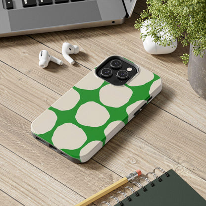 Green Scape with Beige Dots Tough iPhone Cases