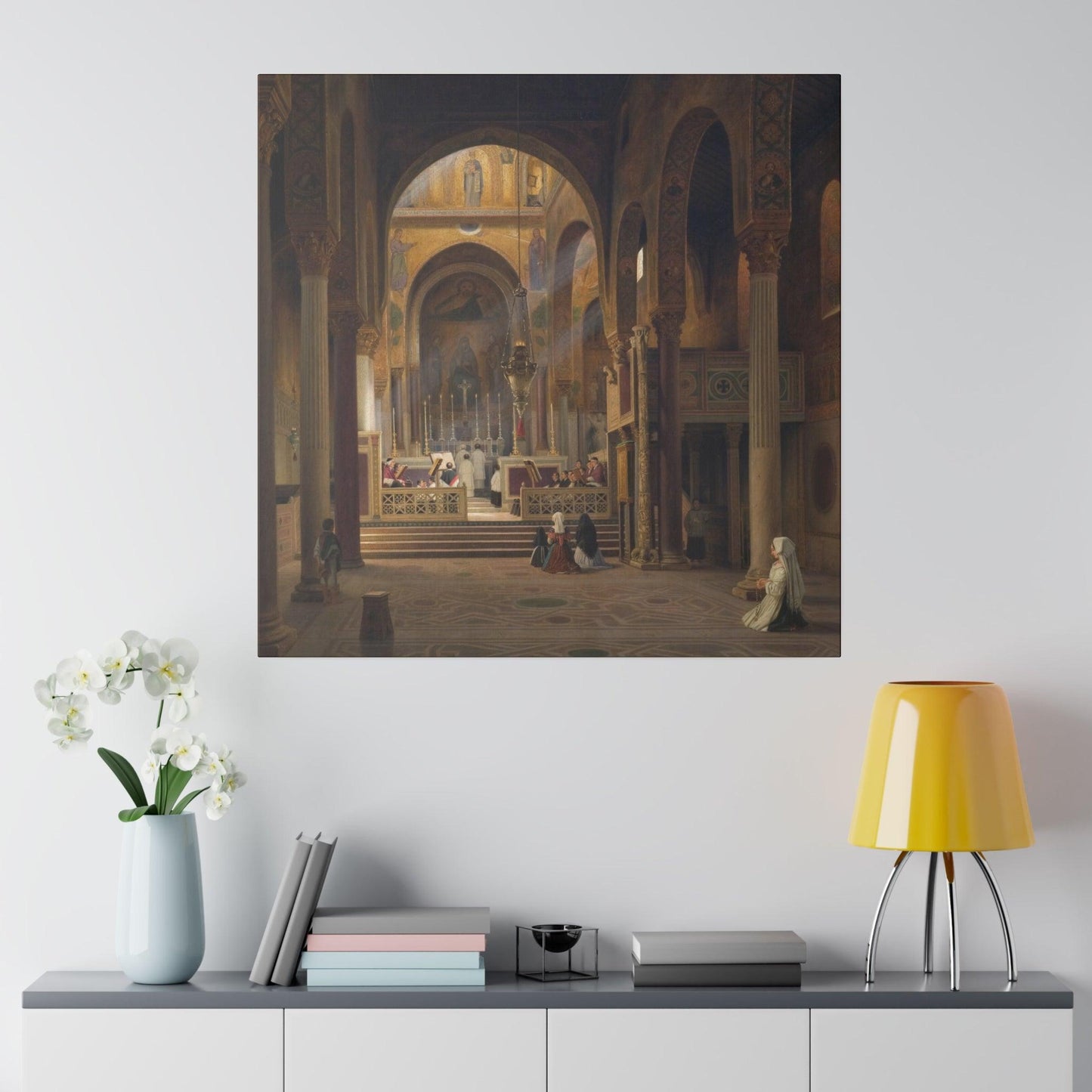 Interior of the Capella Palatina in Palermo Italy by Martinus Rørbye  on a Matte Canvas Stretched 0.75