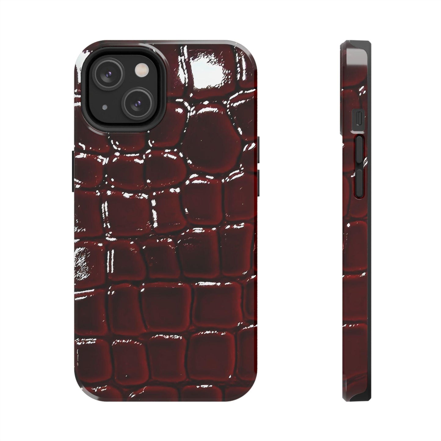 Croc Print Cherry Red Tough Phone Case – Luxe Protection with Bold Style