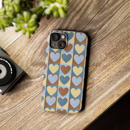 Retro Heart Mosaic Grid Case iPhone Cases