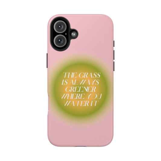 Positive Affirmation Aura iPhone Cases in Pink & Green