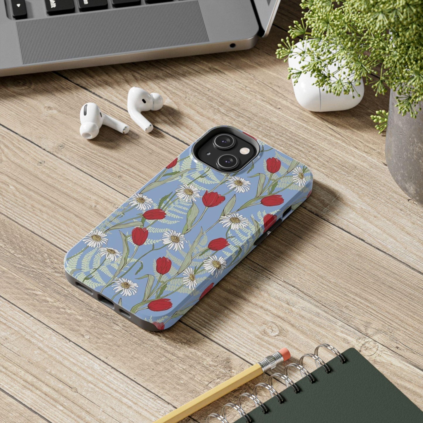 Blooms on Blue Tough iPhone Cases