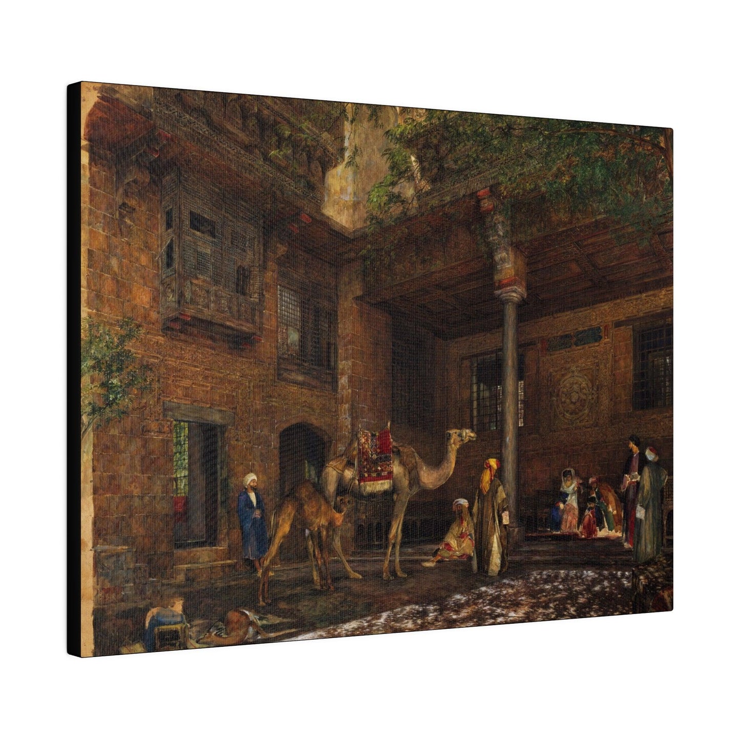 Courtyard of the Painter's House, Cairo (1850-1851) painting by John Frederick Lewis - Matte Canvas, Stretched, 0.75"