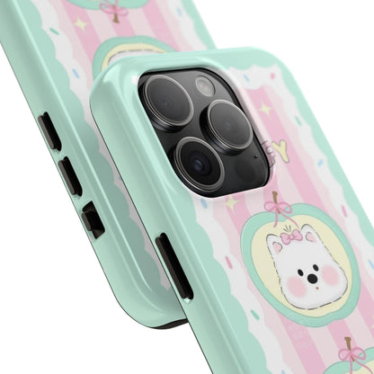 Cute Puppy Pink and Green Tough iPhone Cases