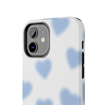 Blue-Blurry Hearts Tough iPhone Cases