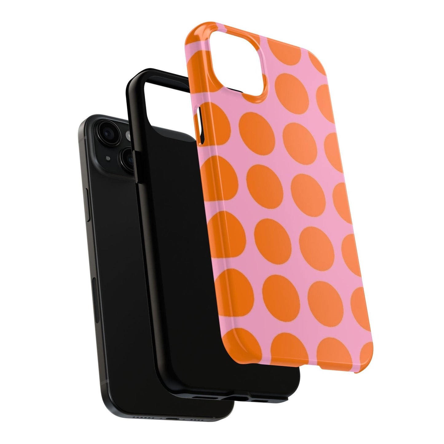 Orange Dots on Pink Tough Phone Cases