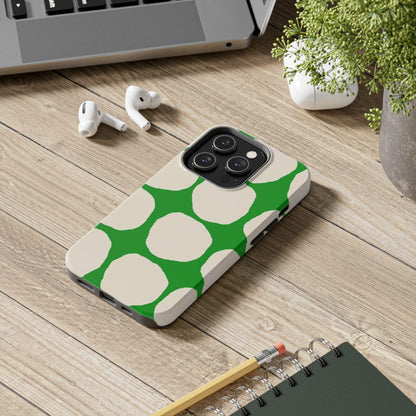 Green Scape with Beige Dots Tough iPhone Cases