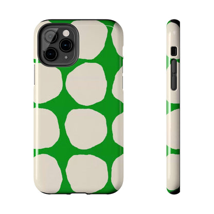 Green Scape with Beige Dots Tough iPhone Cases