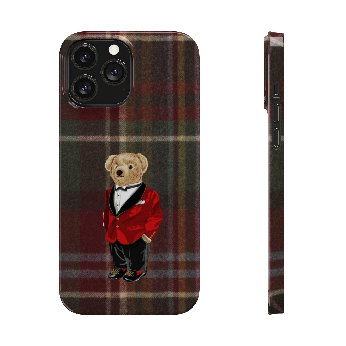 Dapper Bear Plaid Phone Case - Classic Tartan Polo Bear Design iPhone Cases