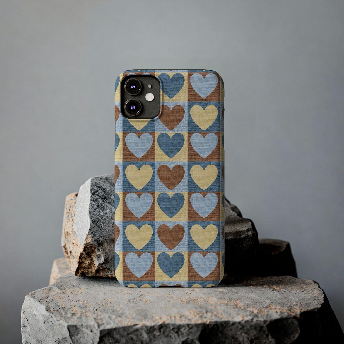 Retro Heart Mosaic Grid Case iPhone Cases