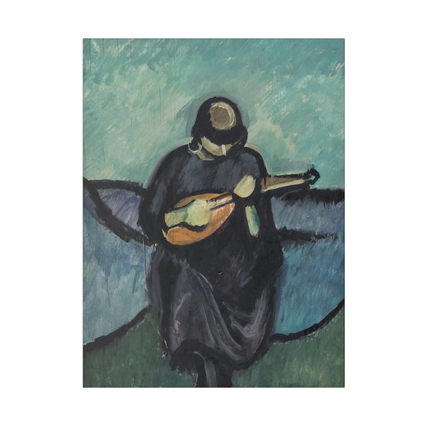 Mandolin player by Harald Giersing - Matte Canvas, Stretched, 0.75"