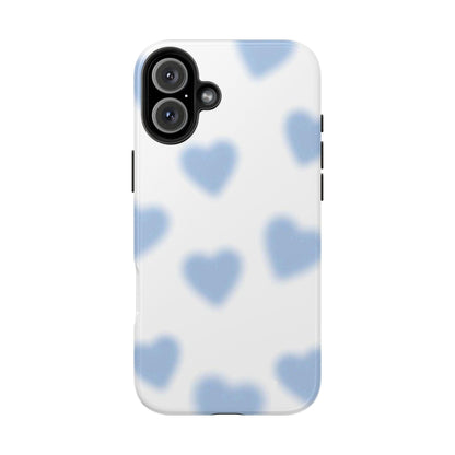 Blue-Blurry Hearts Tough iPhone Cases