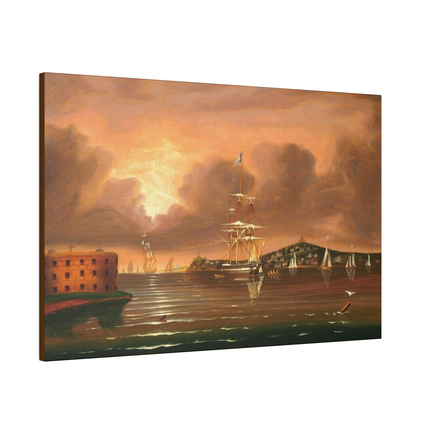 Threatening Sky on Bay of New York 19th century by Thomas Chambers on a Matte Canvas Stretched 0.75