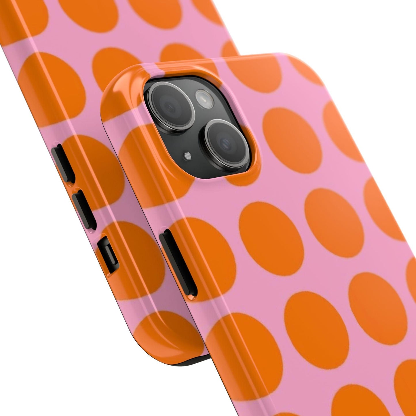 Orange Dots on Pink Tough Phone Cases