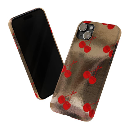 Golden Cherry Bliss Slim iPhone Cases