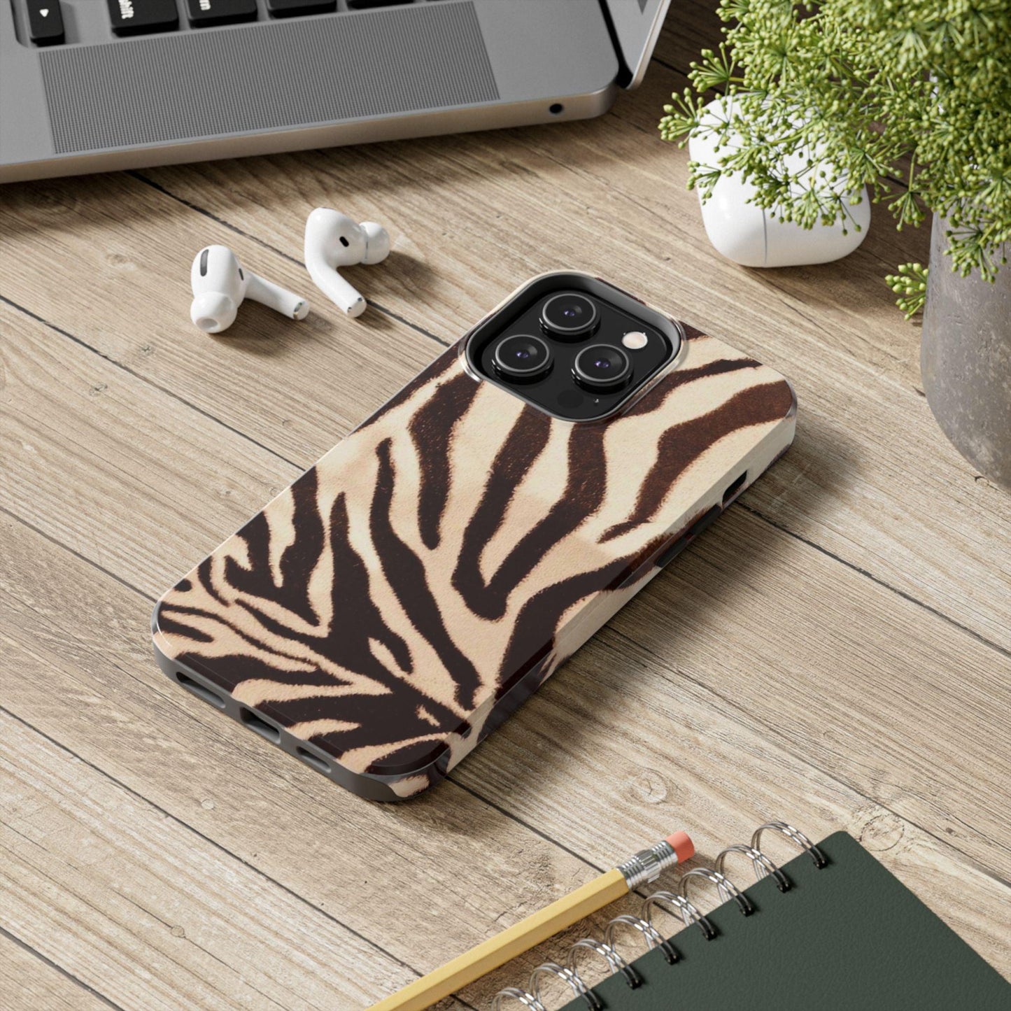 Taupe Twilights Stripe Tough iPhone Cases