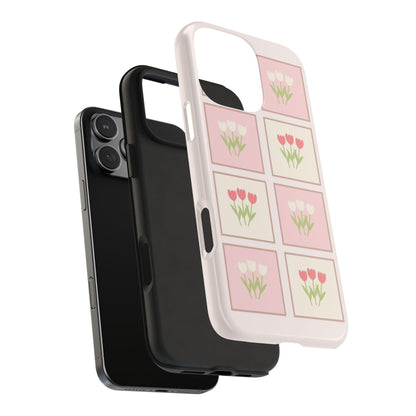 Floral Pastel Tulips Garden Tough iPhone Cases