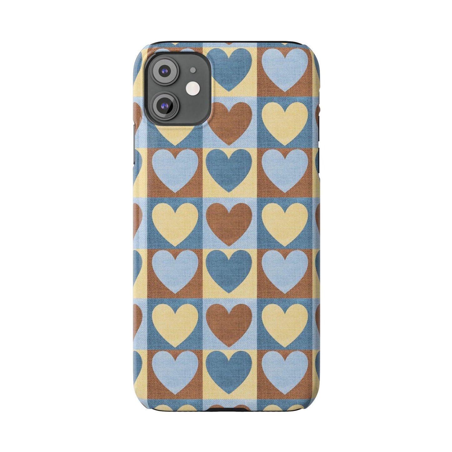 Retro Heart Mosaic Grid Case iPhone Cases