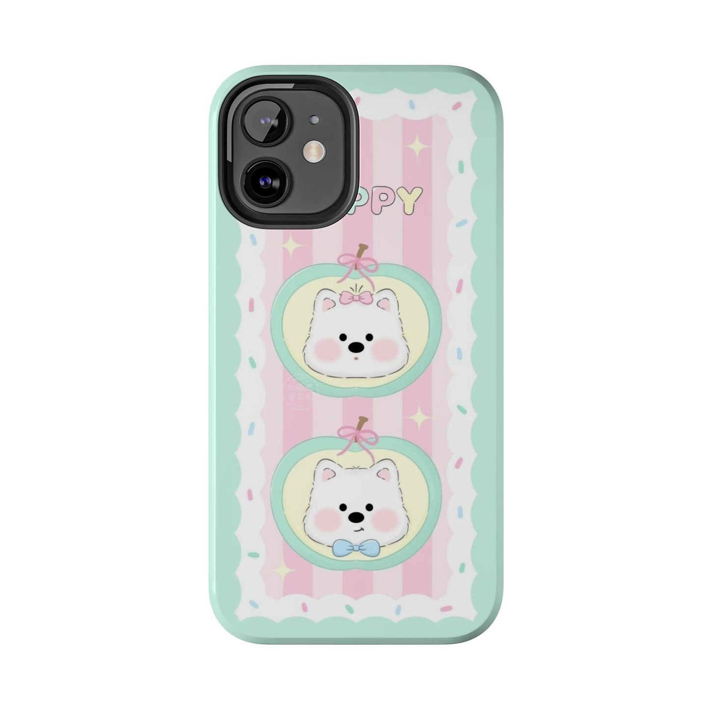 Cute Puppy Pink and Green Tough iPhone Cases