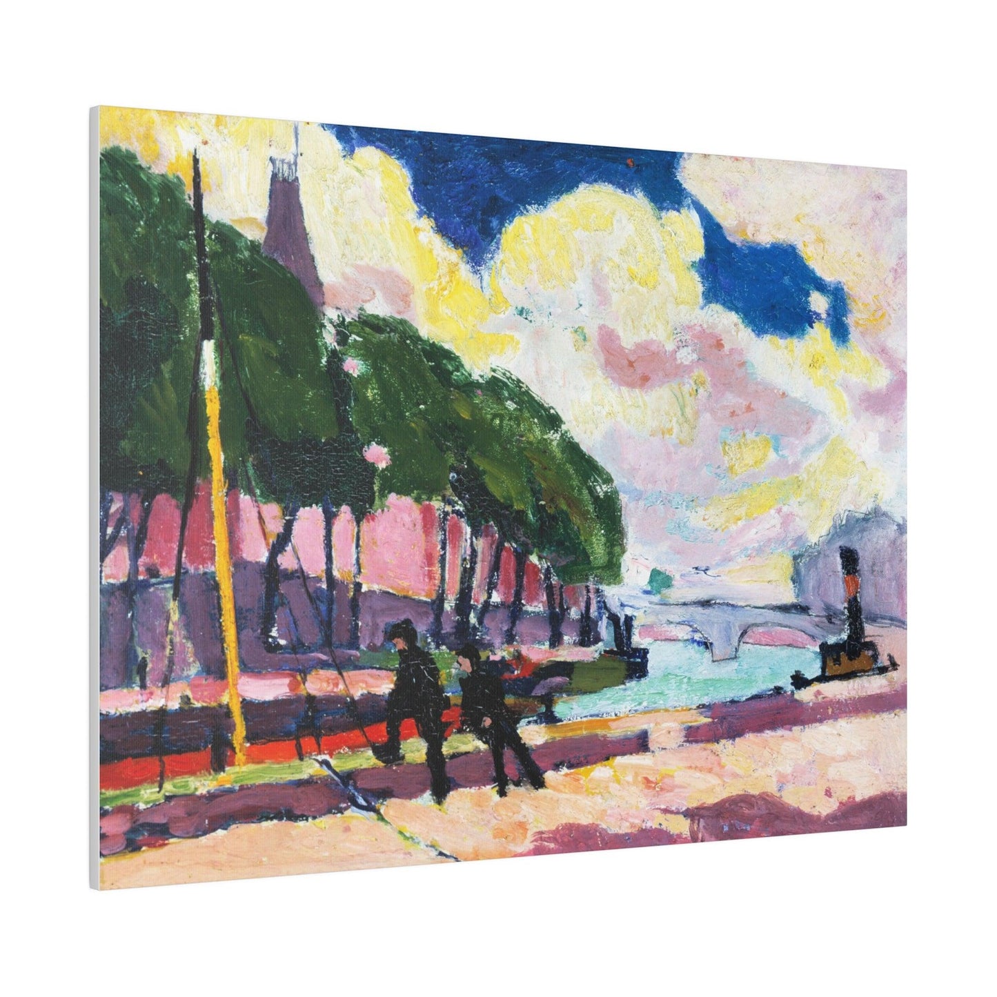 On the Banks of the Seine circa 1909 to 1912 painting by Henry Lyman Sayen on a Matte Canvas Stretched 0.75