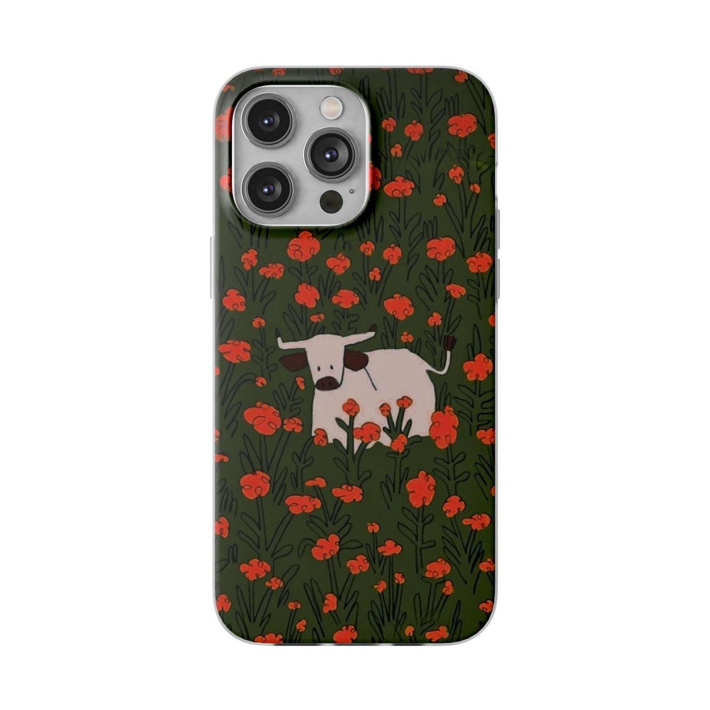 Cow in Flower Field - Flexi iPhone Cases