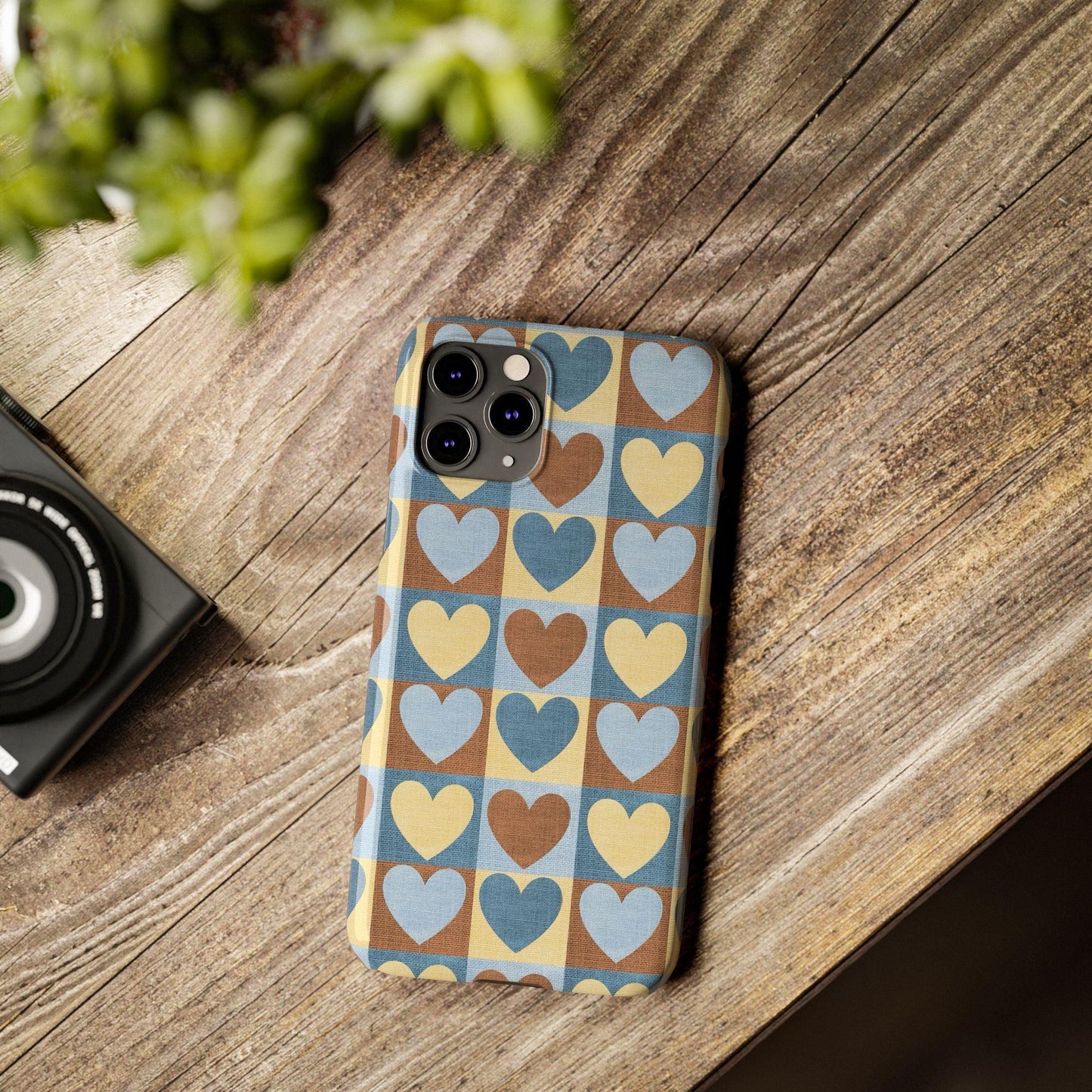 Retro Heart Mosaic Grid Case iPhone Cases