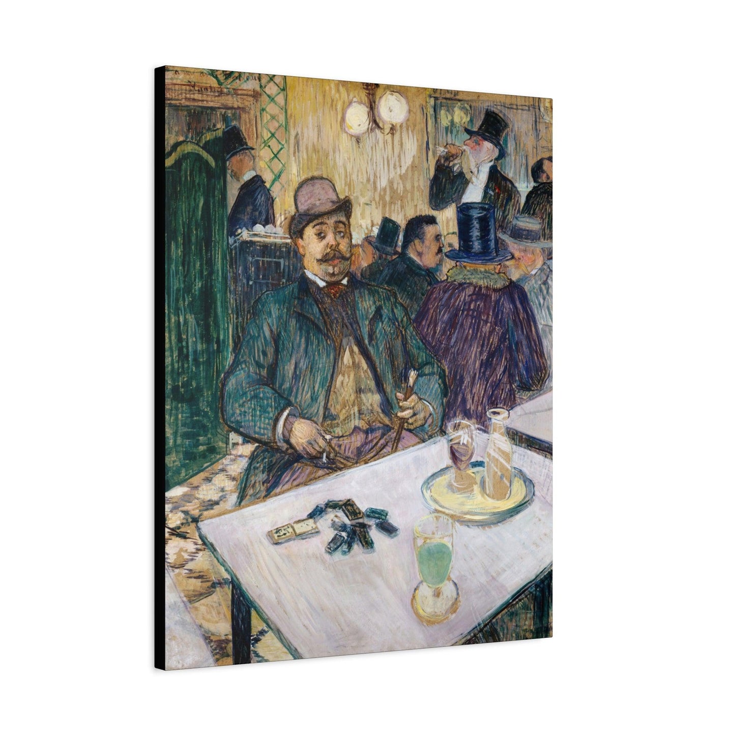 Monsieur Boileau at the Café (1893) painting in high resolution by Henri de Toulouse Lautrec - Matte Canvas, Stretched, 1.25"