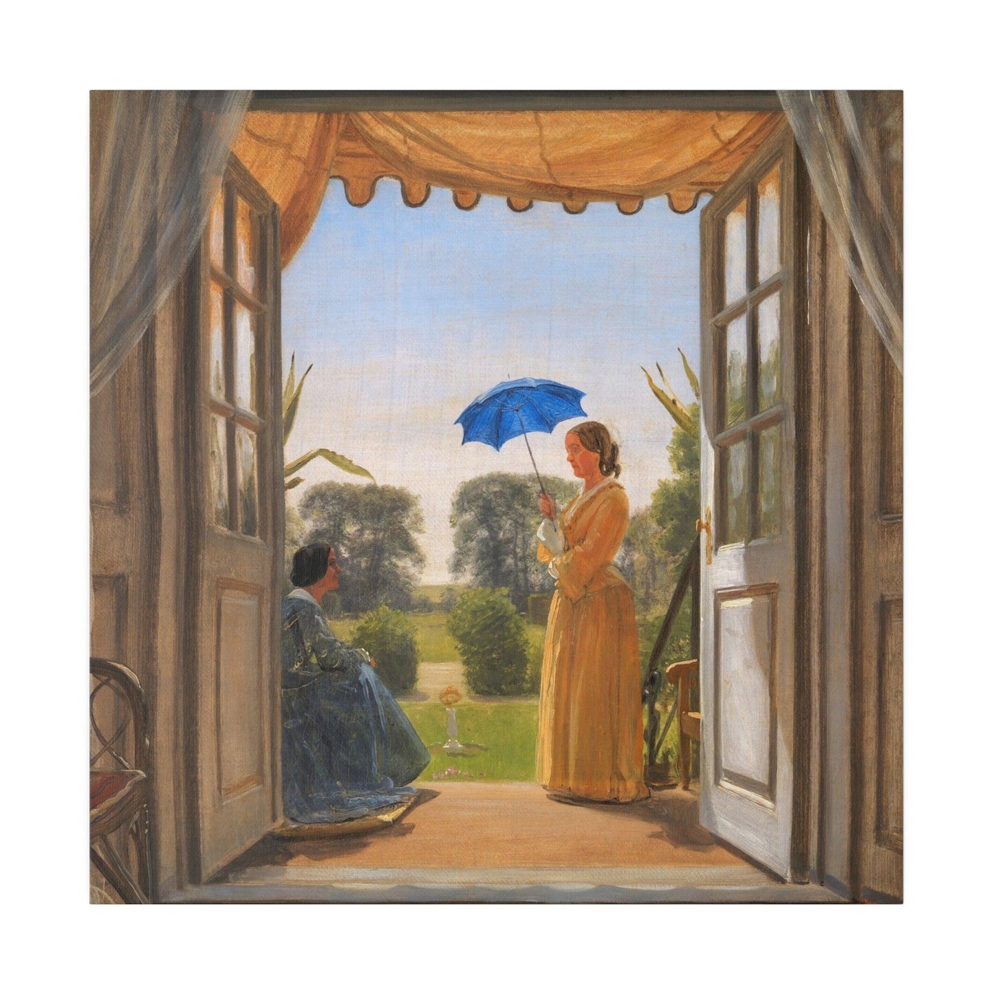 Caroline Dalgas and Jeanina Stampe on the Nysø garden stairs (1855) oil painting art by P. C. Skovgaard - Matte Canvas, Stretched, 0.75"