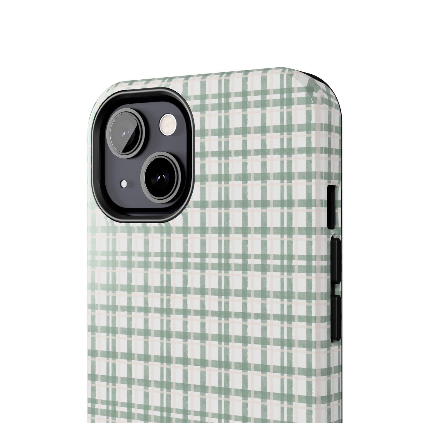 Vintage Sage Gingham Tough iPhone Cases