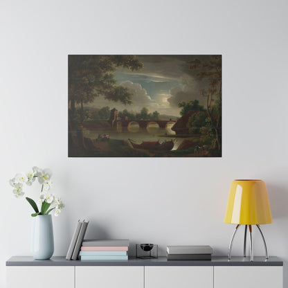 Landscape with the moon and a bridge, Michael Wutky - Matte Canvas, Stretched, 0.75"