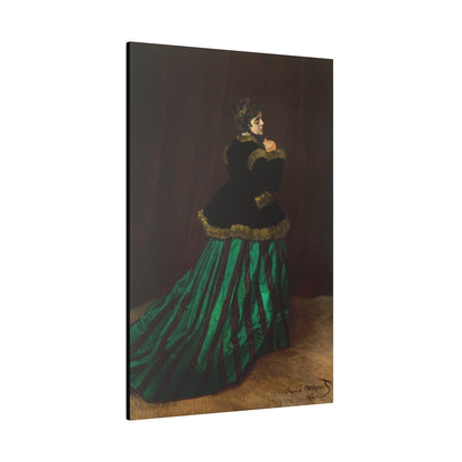 Camille The Woman in the Green Dress 1866 famous painting by Claude Monet on a Matte Canvas Stretched 0.75