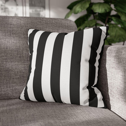 Imperial Edge Luxe Linear Cushion - Monochrome Black and White Spun Polyester Square Pillowcase