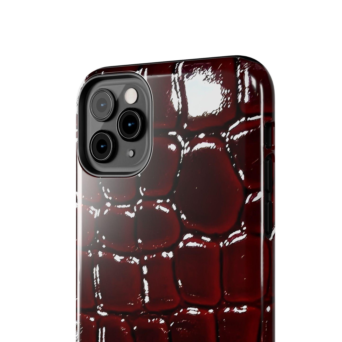 Croc Print Cherry Red Tough Phone Case – Luxe Protection with Bold Style