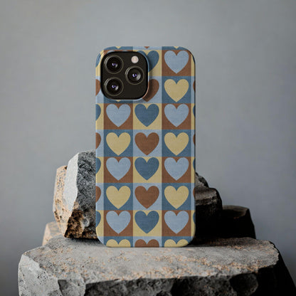 Retro Heart Mosaic Grid Case iPhone Cases