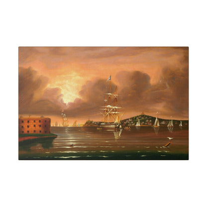 Threatening Sky on Bay of New York 19th century by Thomas Chambers on a Matte Canvas Stretched 0.75