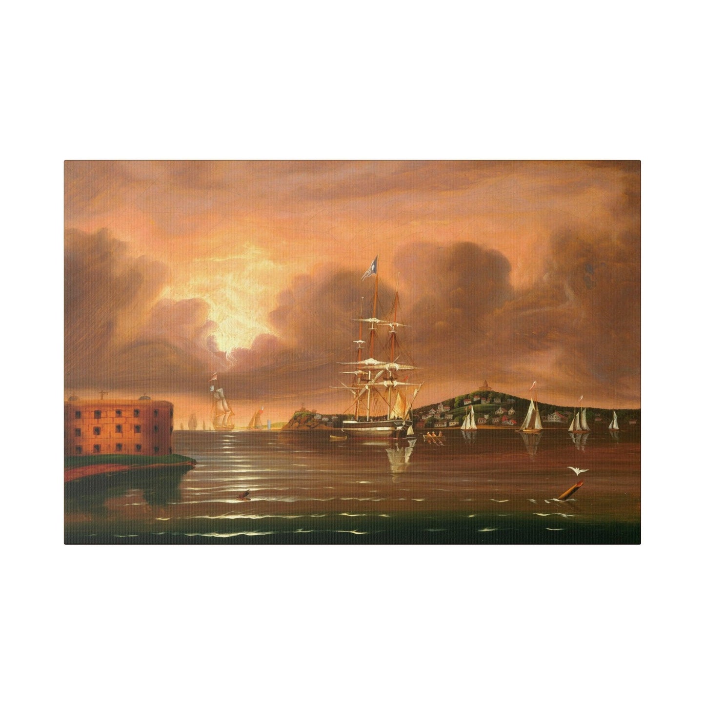 Threatening Sky on Bay of New York 19th century by Thomas Chambers on a Matte Canvas Stretched 0.75