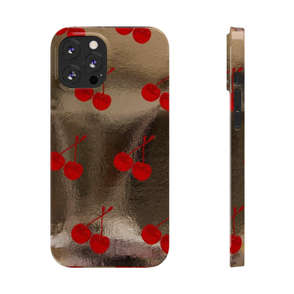 Golden Cherry Bliss Slim iPhone Cases