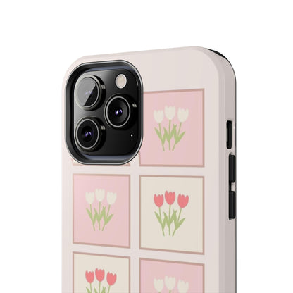 Floral Pastel Tulips Garden Tough iPhone Cases