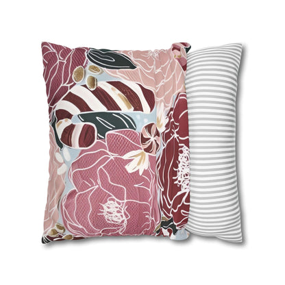 Candy Canes and Flowers Cushion Covers - Spun Polyester Square Pillowcase