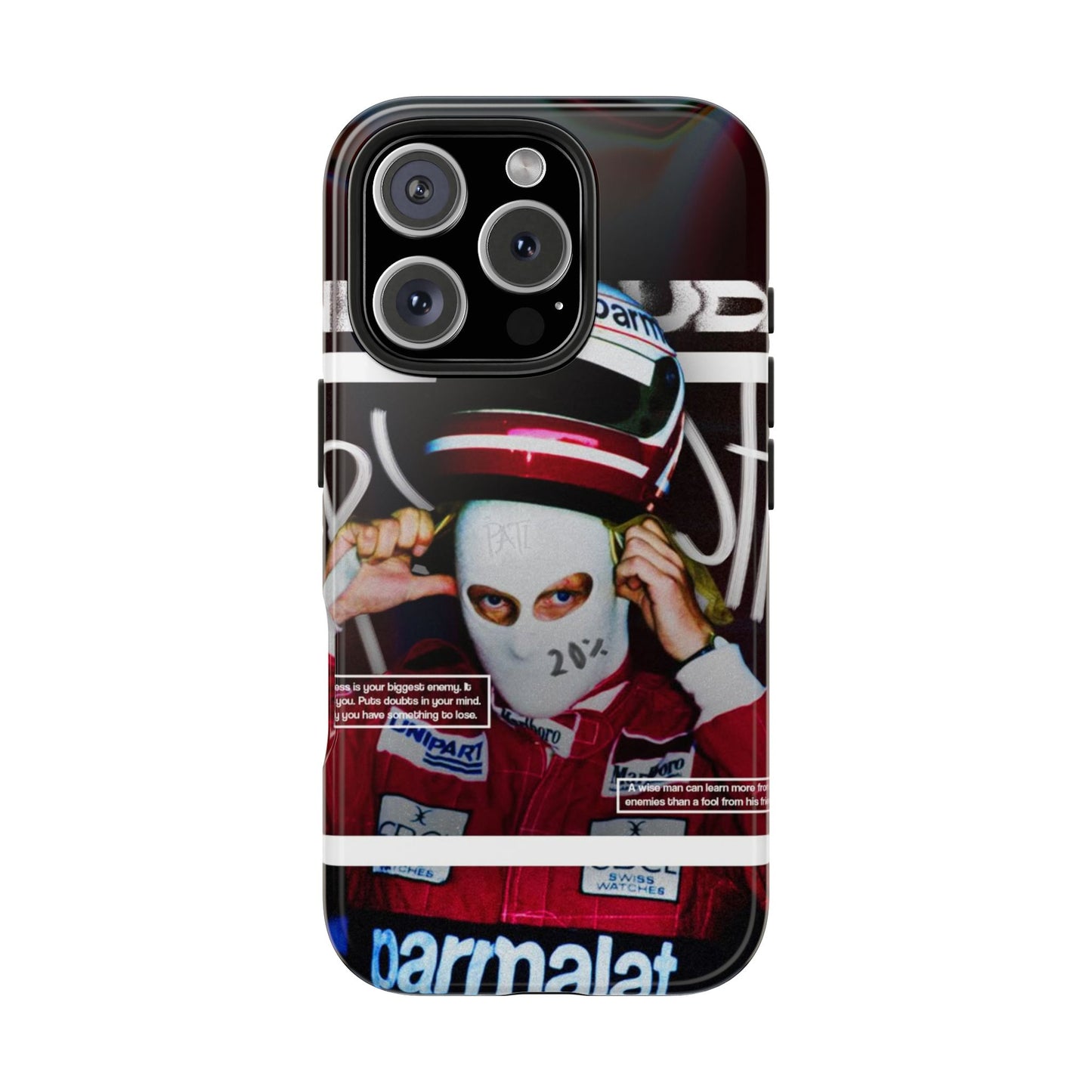 Racing-Inspired Tough Phone Case with Graffiti Design