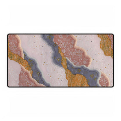 Golden Blossom Waves Desk Mats