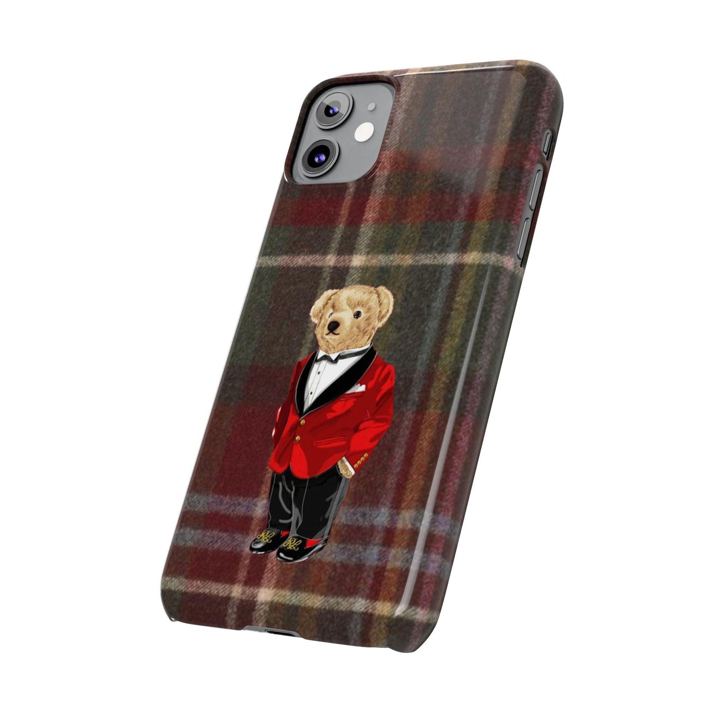 Dapper Bear Plaid Phone Case - Classic Tartan Polo Bear Design iPhone Cases