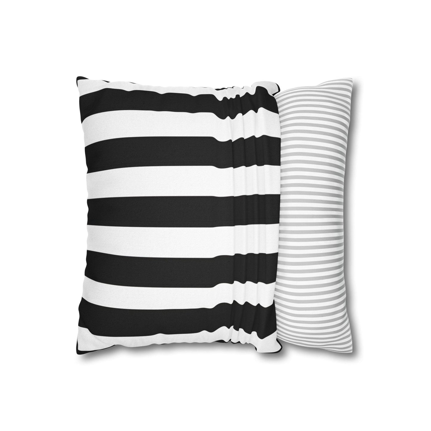 Imperial Edge Luxe Linear Cushion - Monochrome Black and White Spun Polyester Square Pillowcase