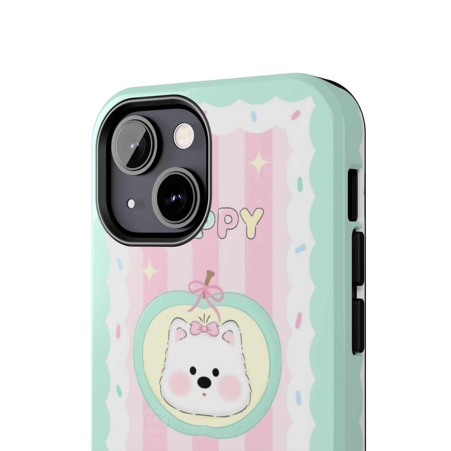 Cute Puppy Pink and Green Tough iPhone Cases